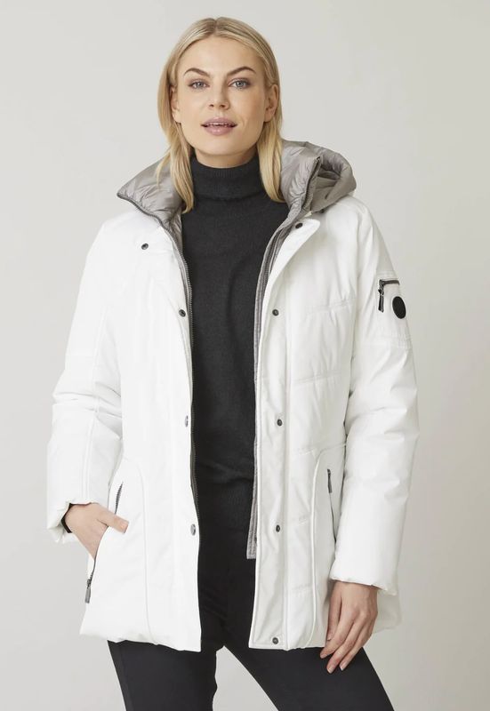 Snow white quilted down filled puffer coat