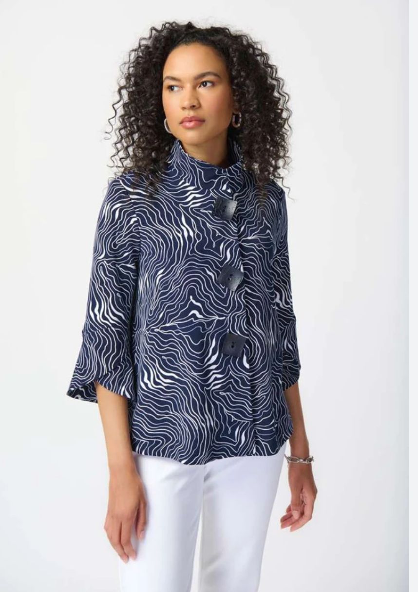 Mid-night blue abstract print jkt