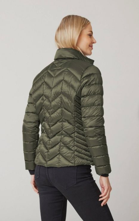 Olive short down filled coat