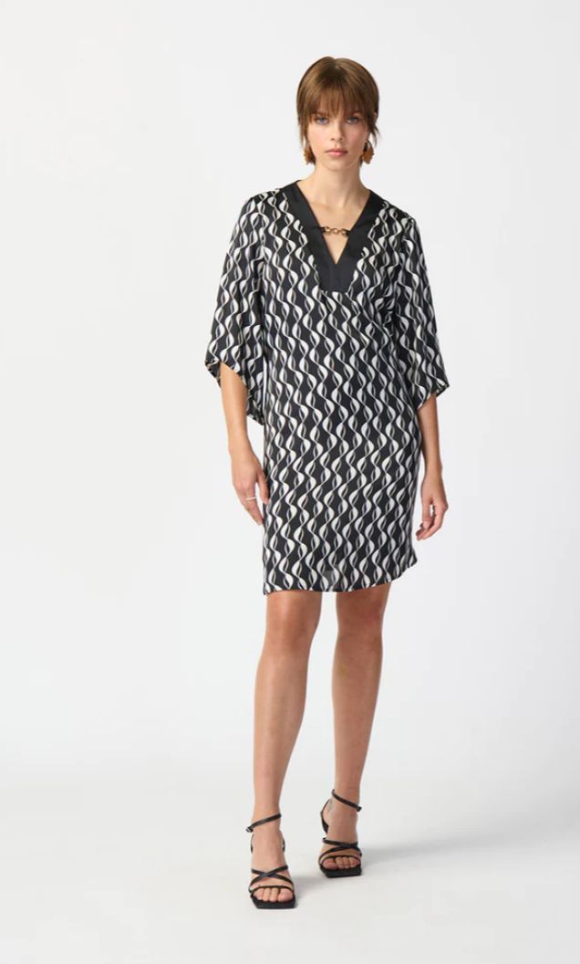 Geo print satin a-line dress