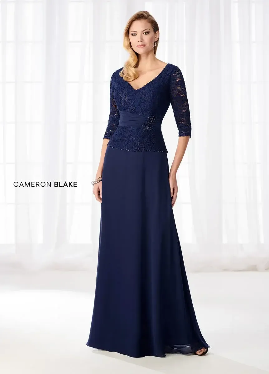 Lace bodice chiffon skirt gown