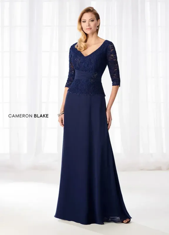 Lace bodice chiffon skirt gown