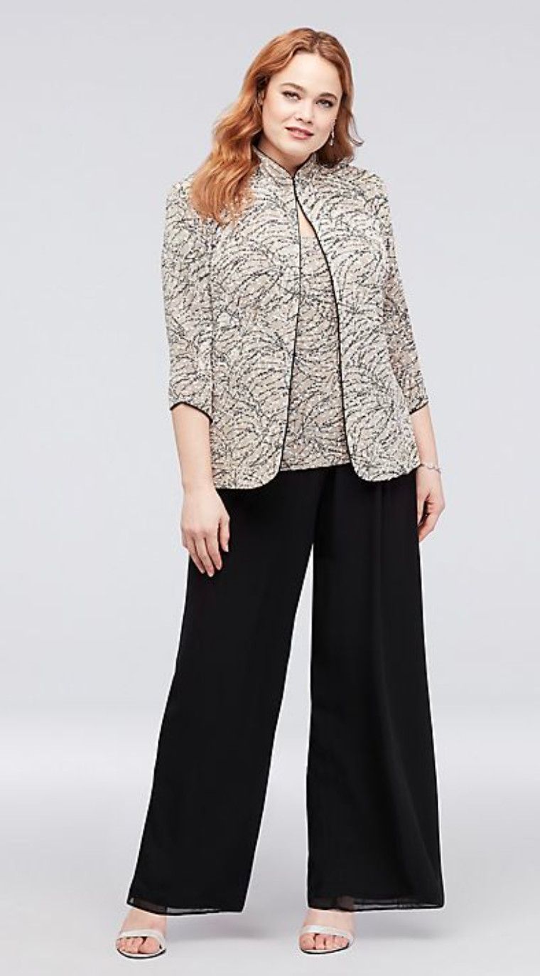 Chiffon Plus straight leg dress pant, Color: Black, Size: 1x