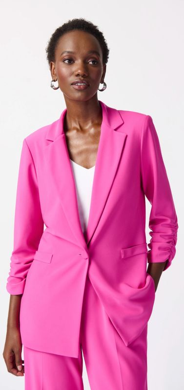 Ruched sleeve blazer