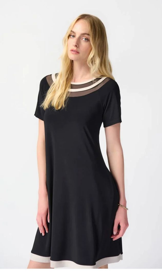 Moonstone/ black abstract trapeze dress