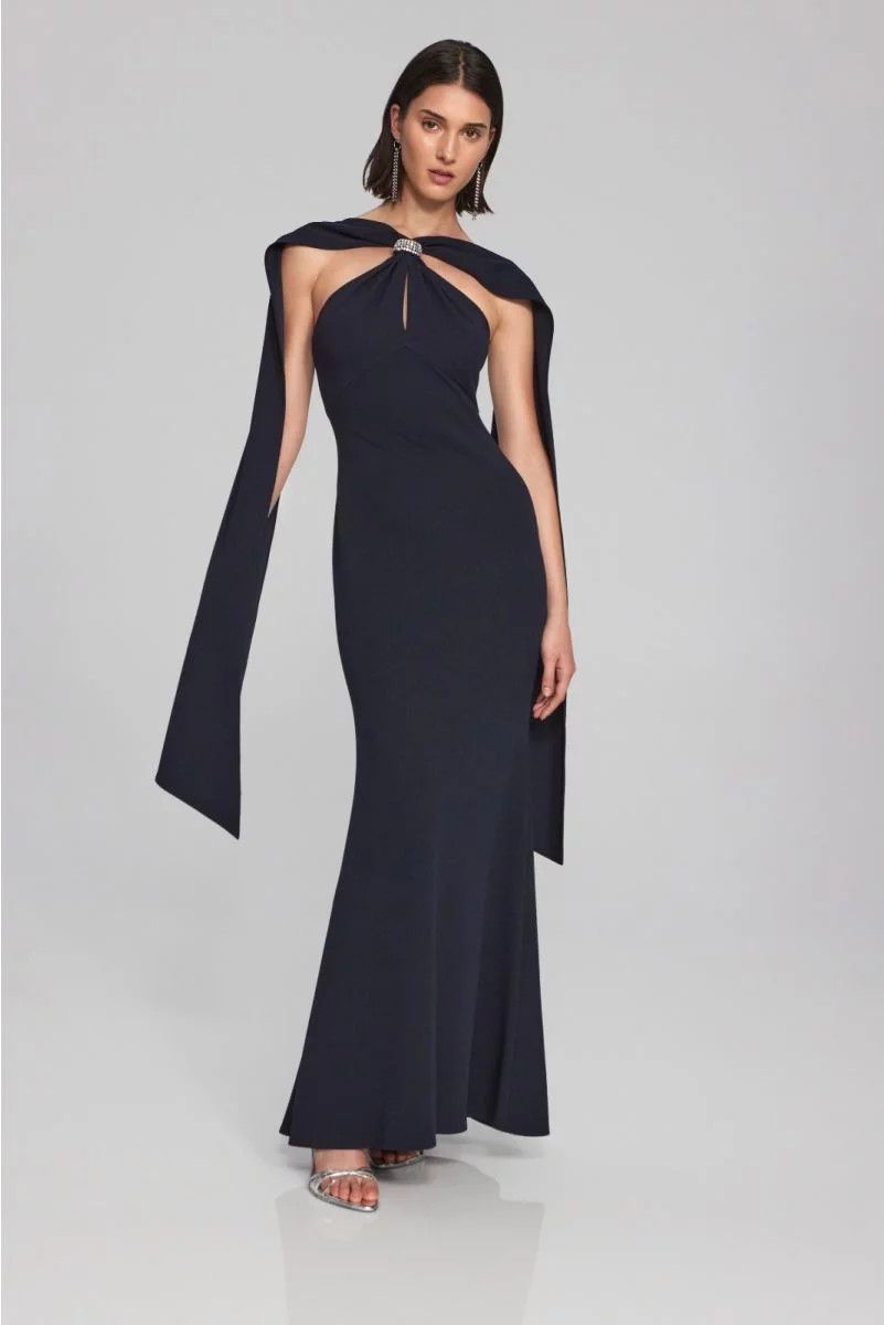 Trumpet gown with rhinestone , Color: Midnight navy, Size: 6