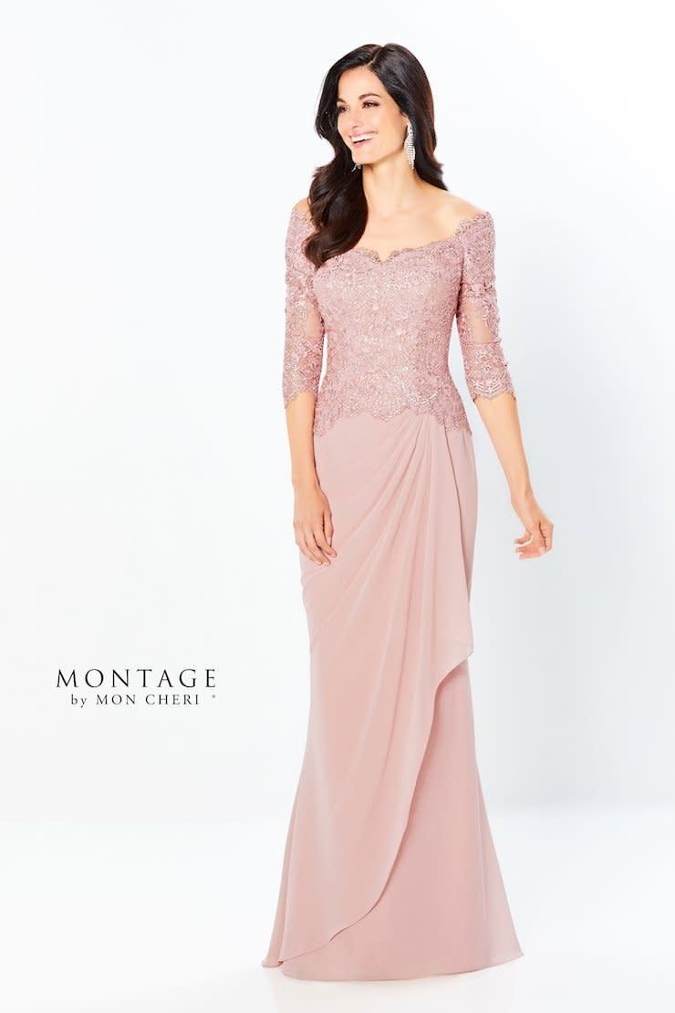 Crystal accent chiffon gown