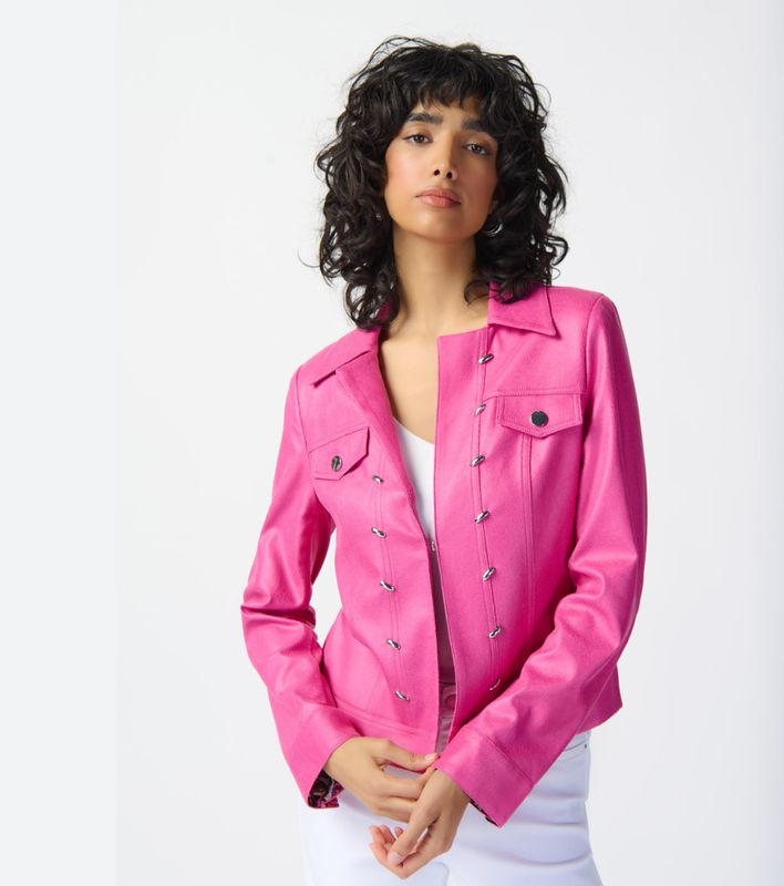 Faux foiled suede fitted jacket 