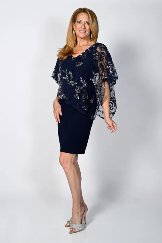 Floral embellished cap dress