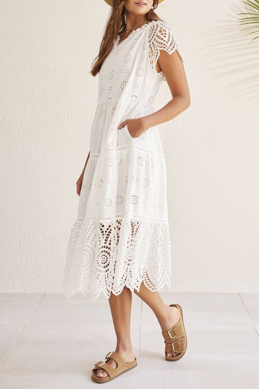 Eyelet midi dress