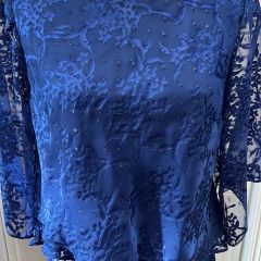 Triple tier print blouse, Color: Royal, Size: S