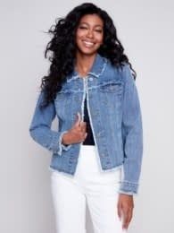 Frayed hem denim jean jkt