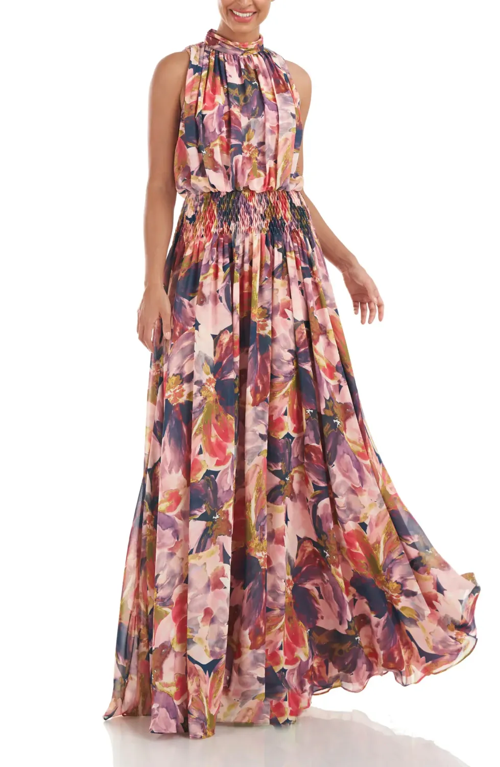 Floral print halter dress