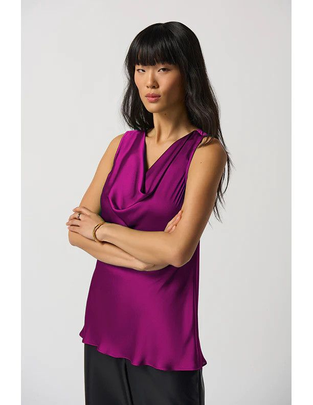 Cowl neck satin tank