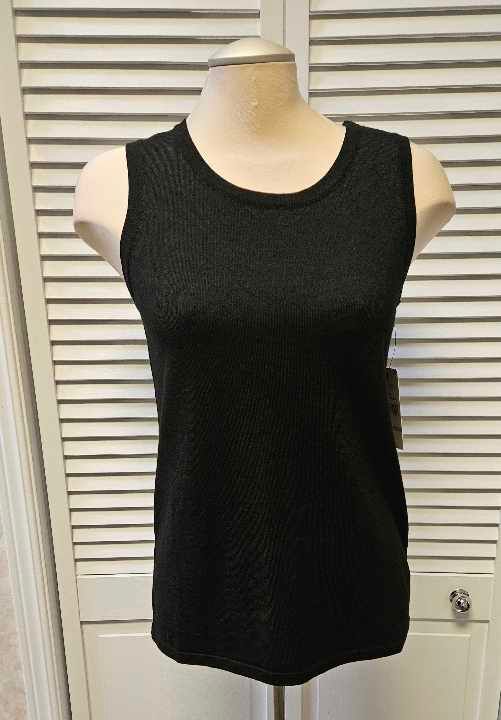 Round high neck cami, Color: Black, Size: S