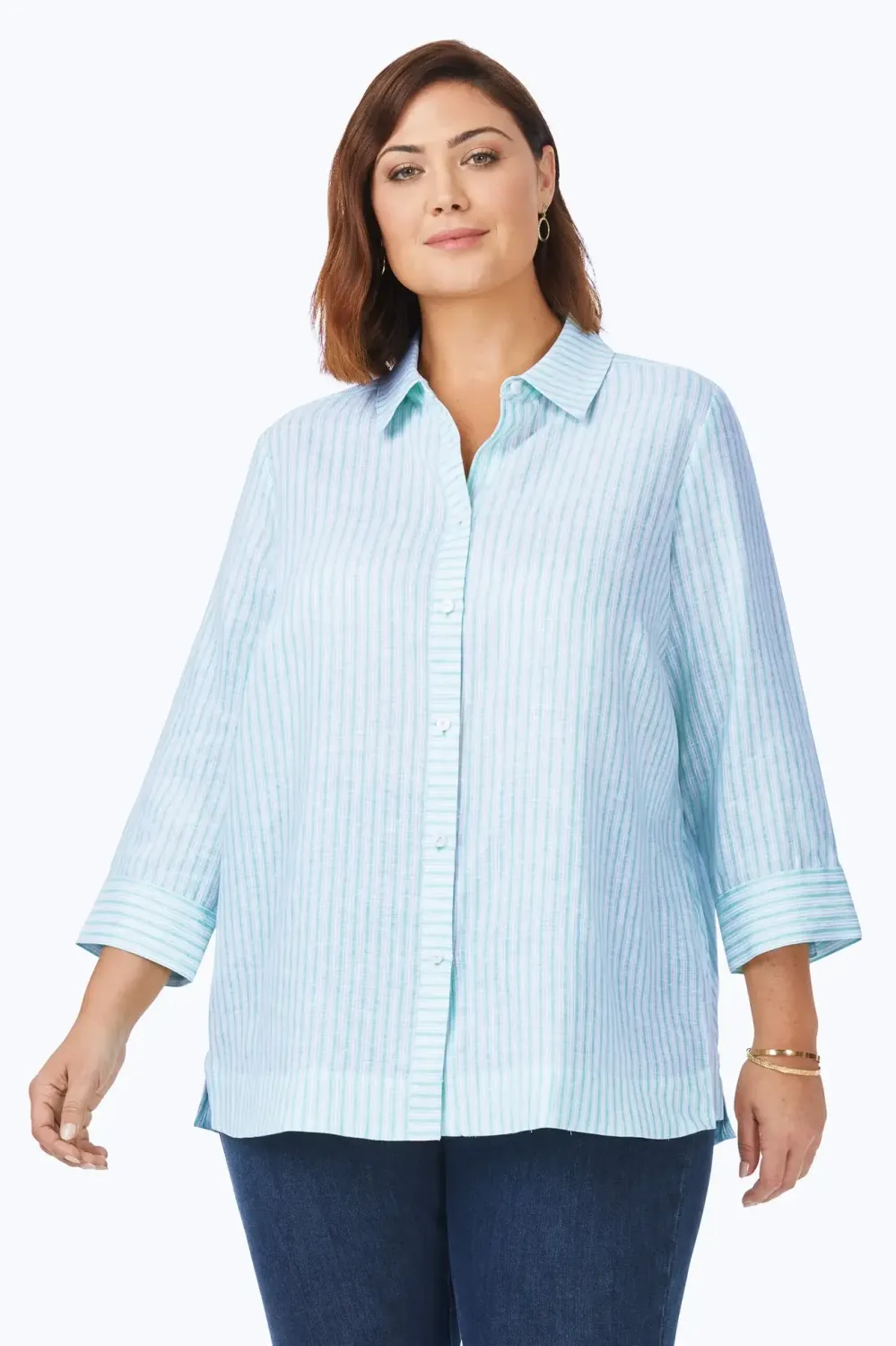Summer stripe linen blouse