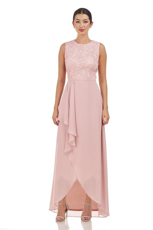 Embroidered sleeveless high-low dress