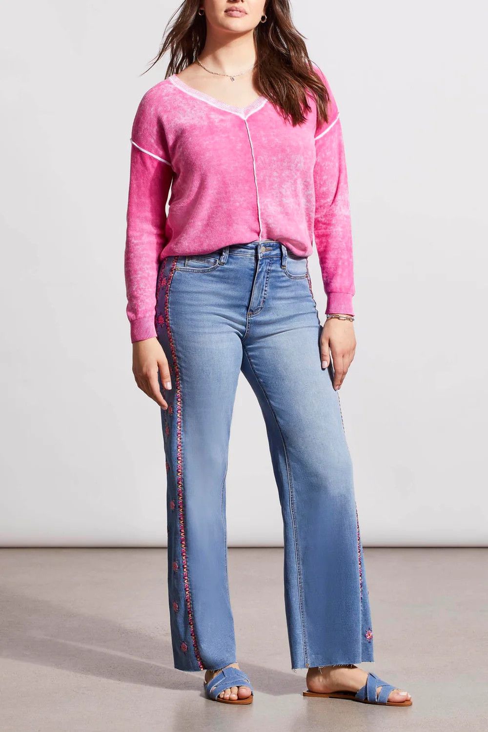 Side embroidered jean , Color: Blue Lotus, Size: 6