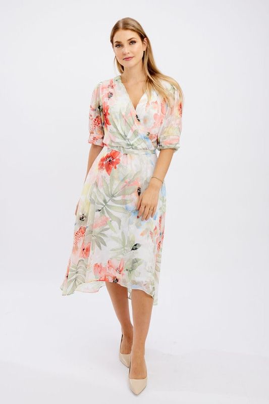 Floral print wrap dress