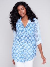 Crinkle print blouse