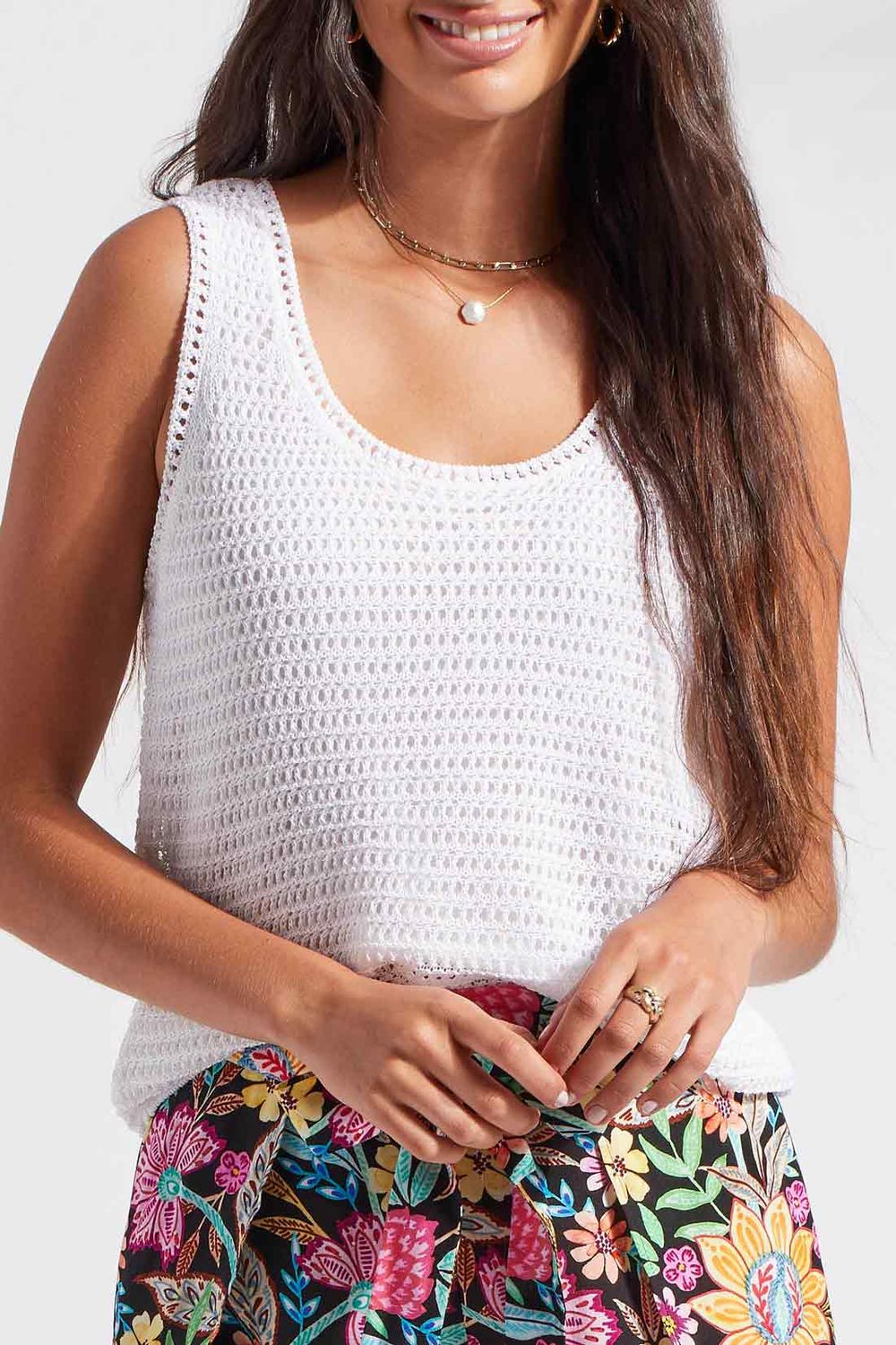 Crochet tank top, Color: White, Size: S