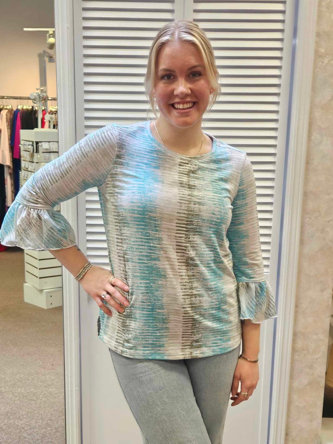 3/4 Bell sleeve print t-shirt