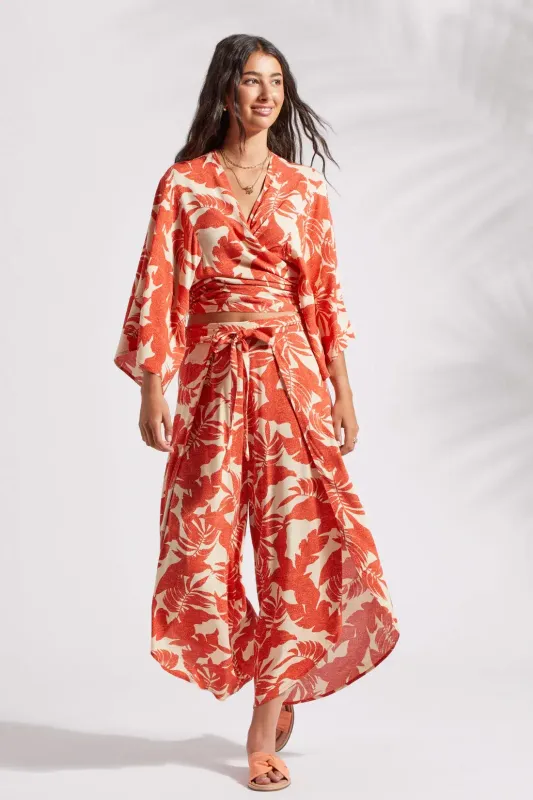 Printed cover-up pant W/ sash