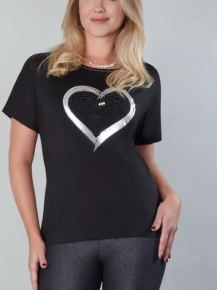 Embellished heart t-shirt 