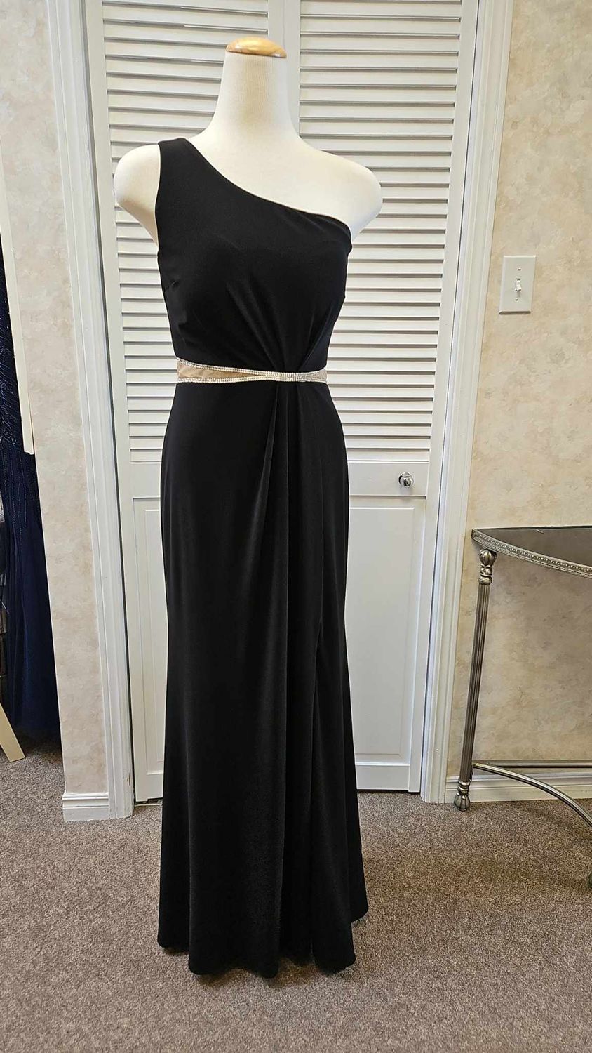 One shoulder gown dress w/ cut-out embellish, Color: Black, Size: 6