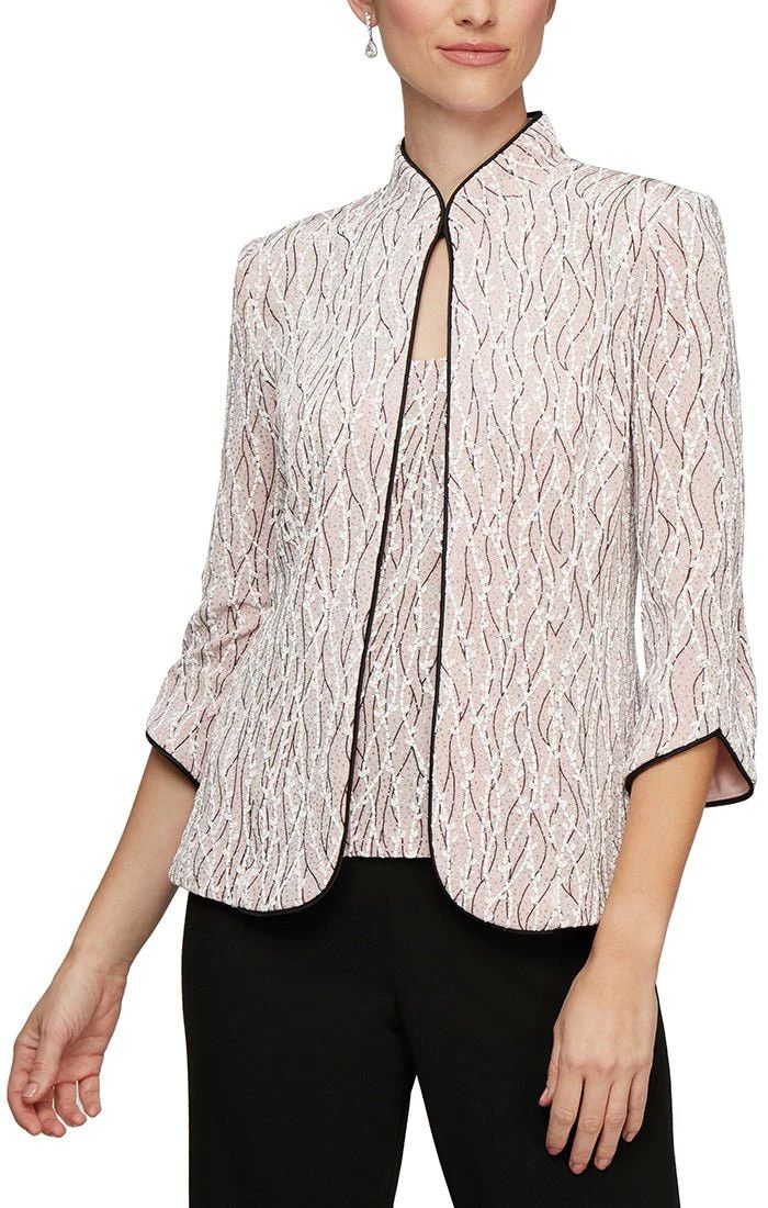  Sparkle print twin set, Color: Shell Pink/ Black, Size: S