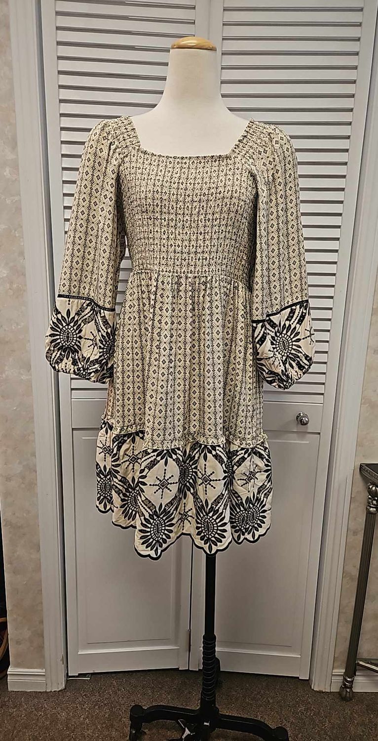 Peasant style 2 way dress, Color: French Oak, Size: XS