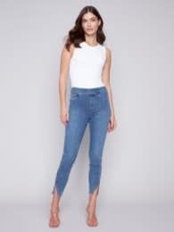 Split frayed hem jean