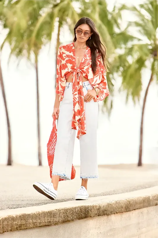 Printed Kimono top