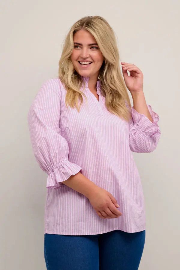 Puff sleeve 3/4 sleeve blouse, Color: Lupin, Size: 12