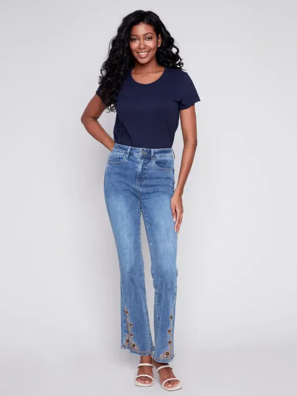 Embroidered bell bottom jean 