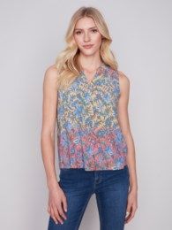 Sleeveless ruffle top, Color: Glory, Size: XS
