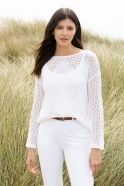Pointelle knit 2pcs top, Color: White, Size: XS