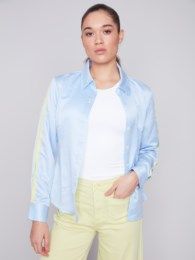 Stripe poplin shirt , Color: Sky, Size: S