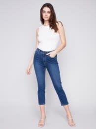 Crop jean with zip hem detail