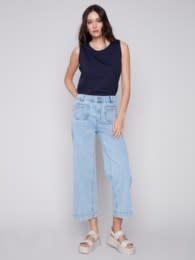 Crop wide leg jean