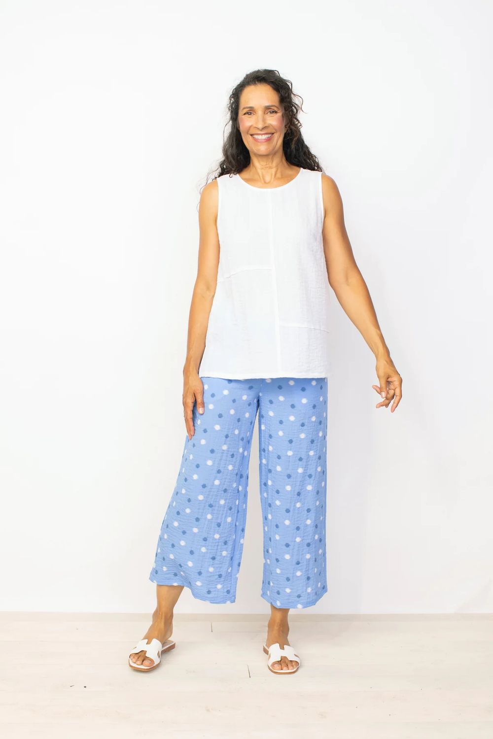 Dot crop pant, Color: Cornflower, Size: M