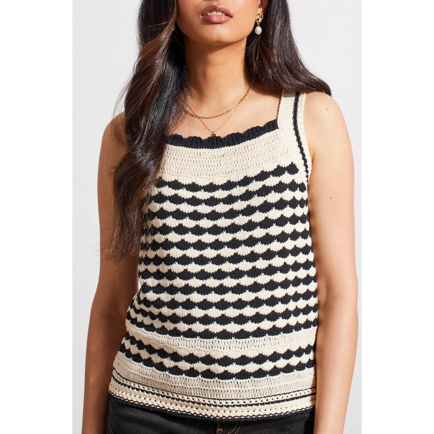 Mix knit tank, Color: Ecru, Size: XS