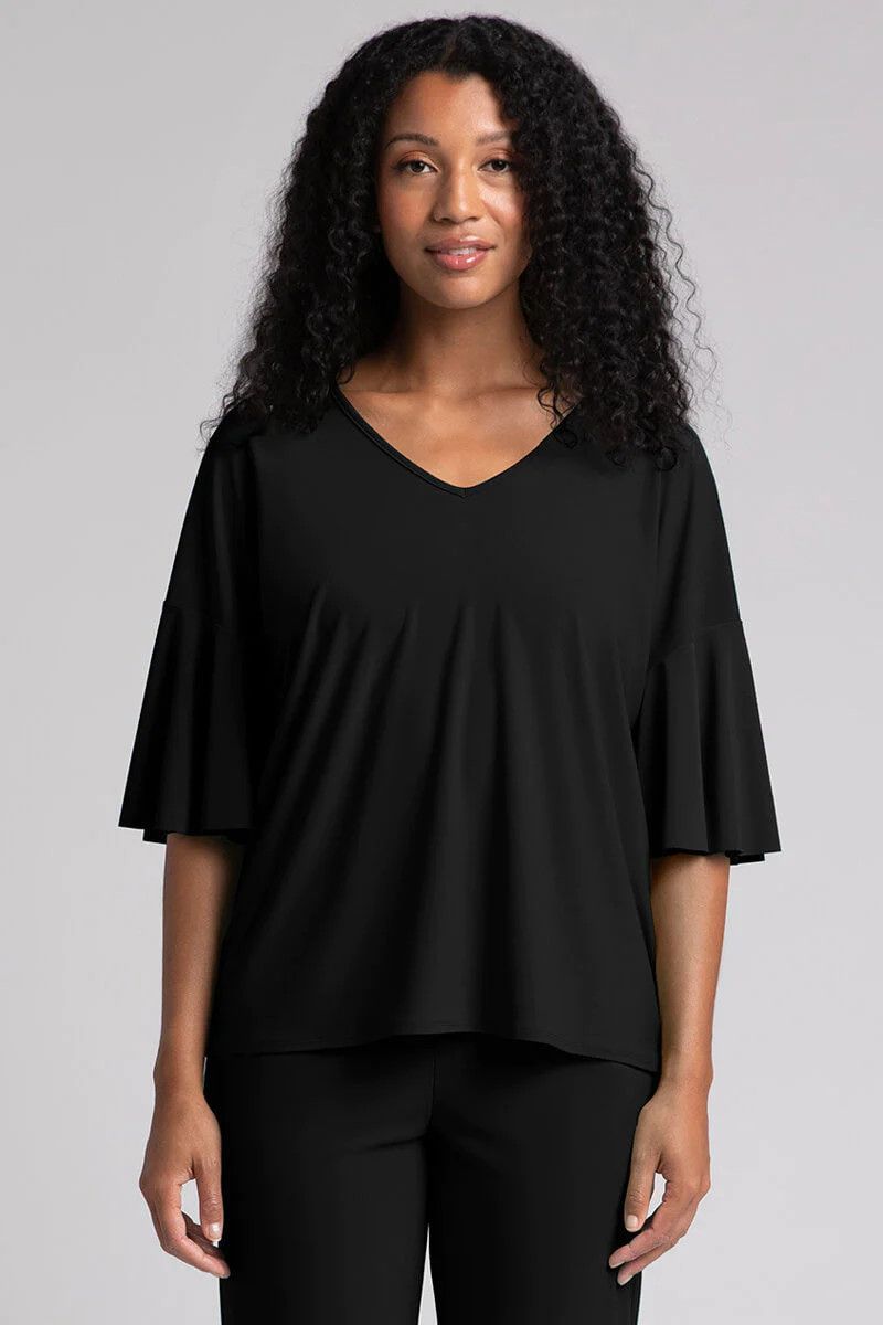 Flutter dolman top, Color: Black, Size: 12