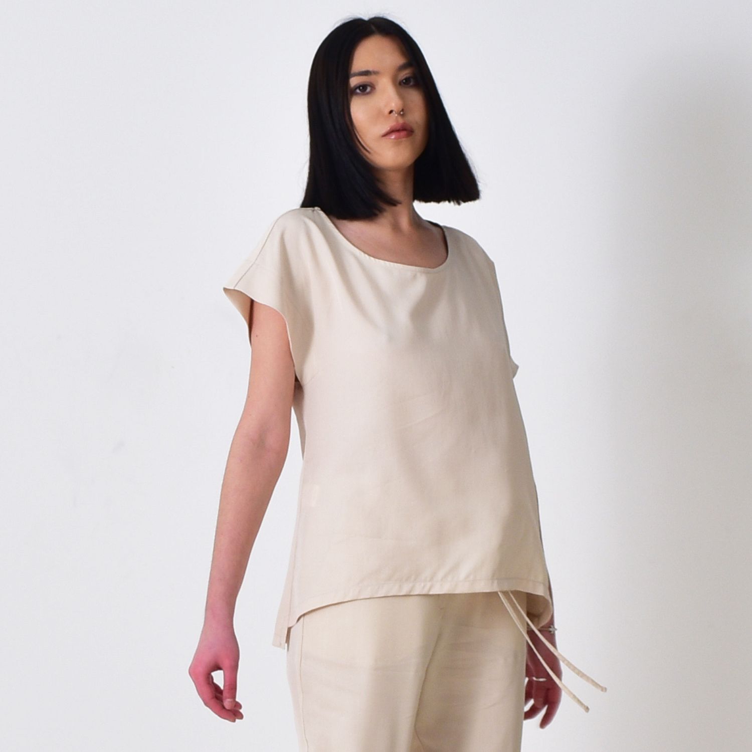 Cap sleeve top, Color: Vanilla, Size: S