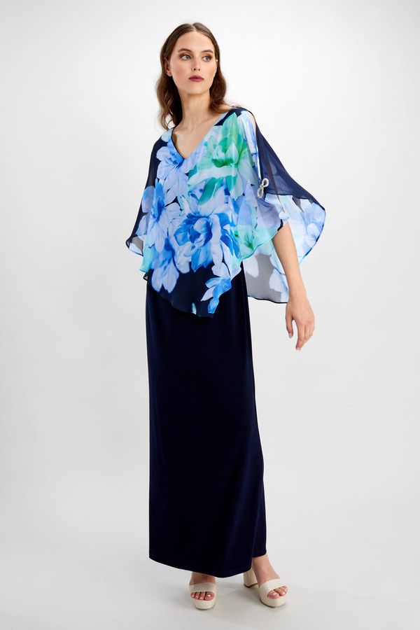 Floral chiffon overlay gown, Color: Midnight/ Green, Size: 12