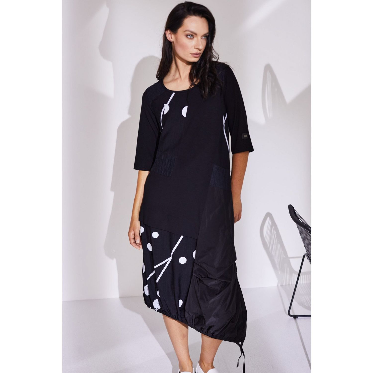 Parachute spot dress, Color: Black/ White, Size: 1