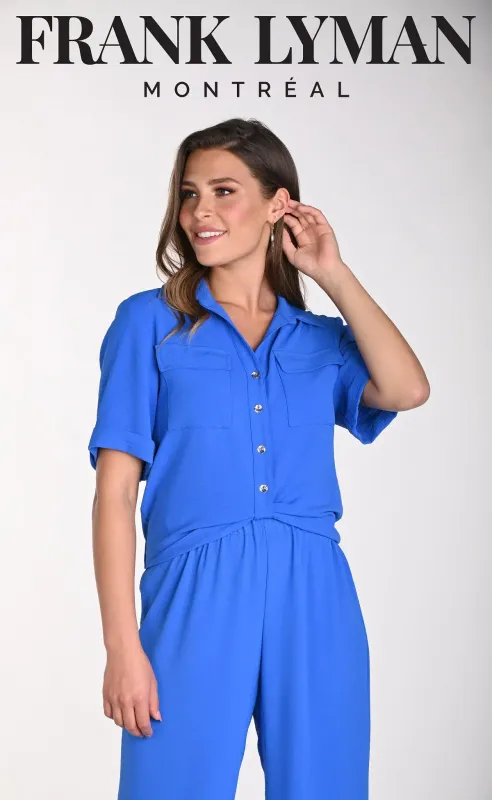 Half button placket 2pc top/pant