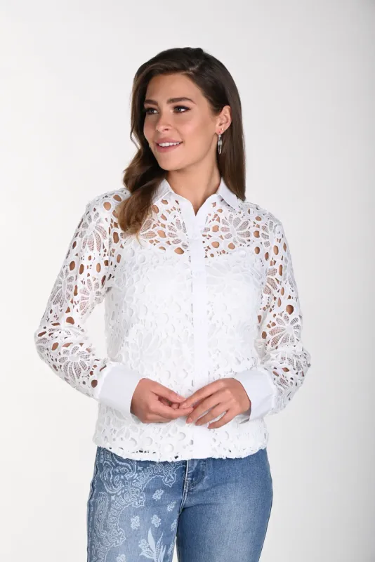 2Pc Lace shirt collar blouse