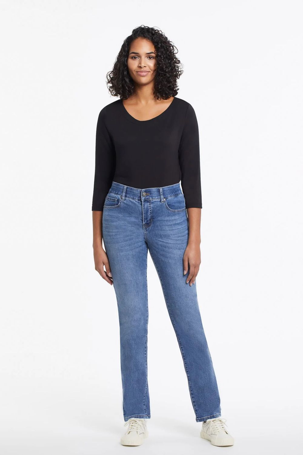 Curvy straight leg jean, Color: Dk. denim, Size: 6P