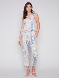 Printed linen pant, Color: Garden, Size: M